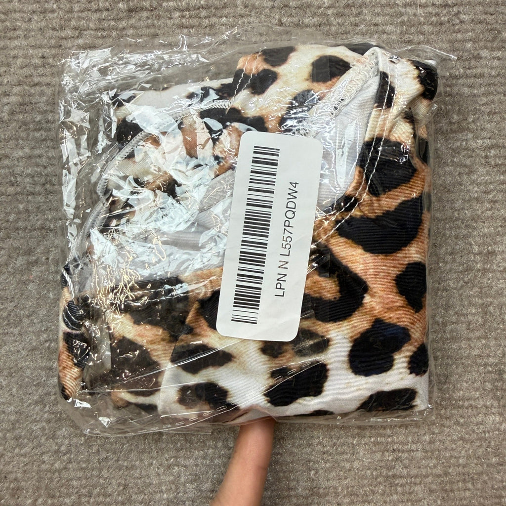 Tziharora Girls 3-4T Black Leopard Long Sleeve Gymnastics Leotard with 3D Ruffle