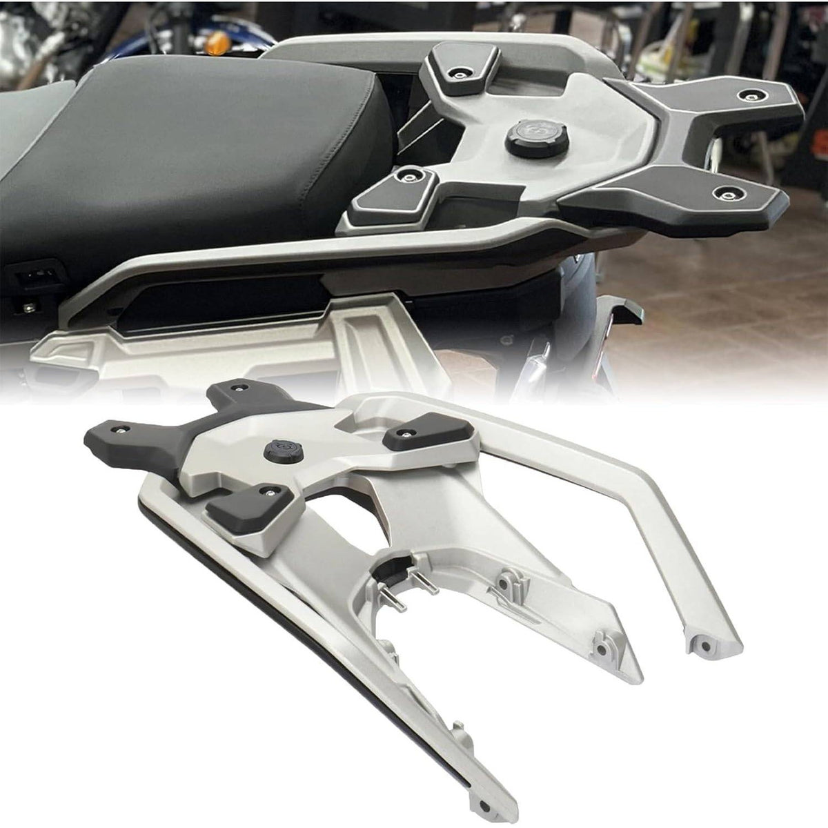 FWXEOZ Silver Motorcycle Rear Luggage Rack with USB Port for BMW R1300GS R 1300