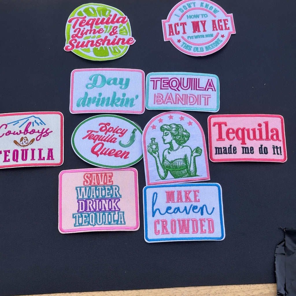 Set of 10 Iron on Party Patches,Tequila Theme Embroidered Applique Patches for