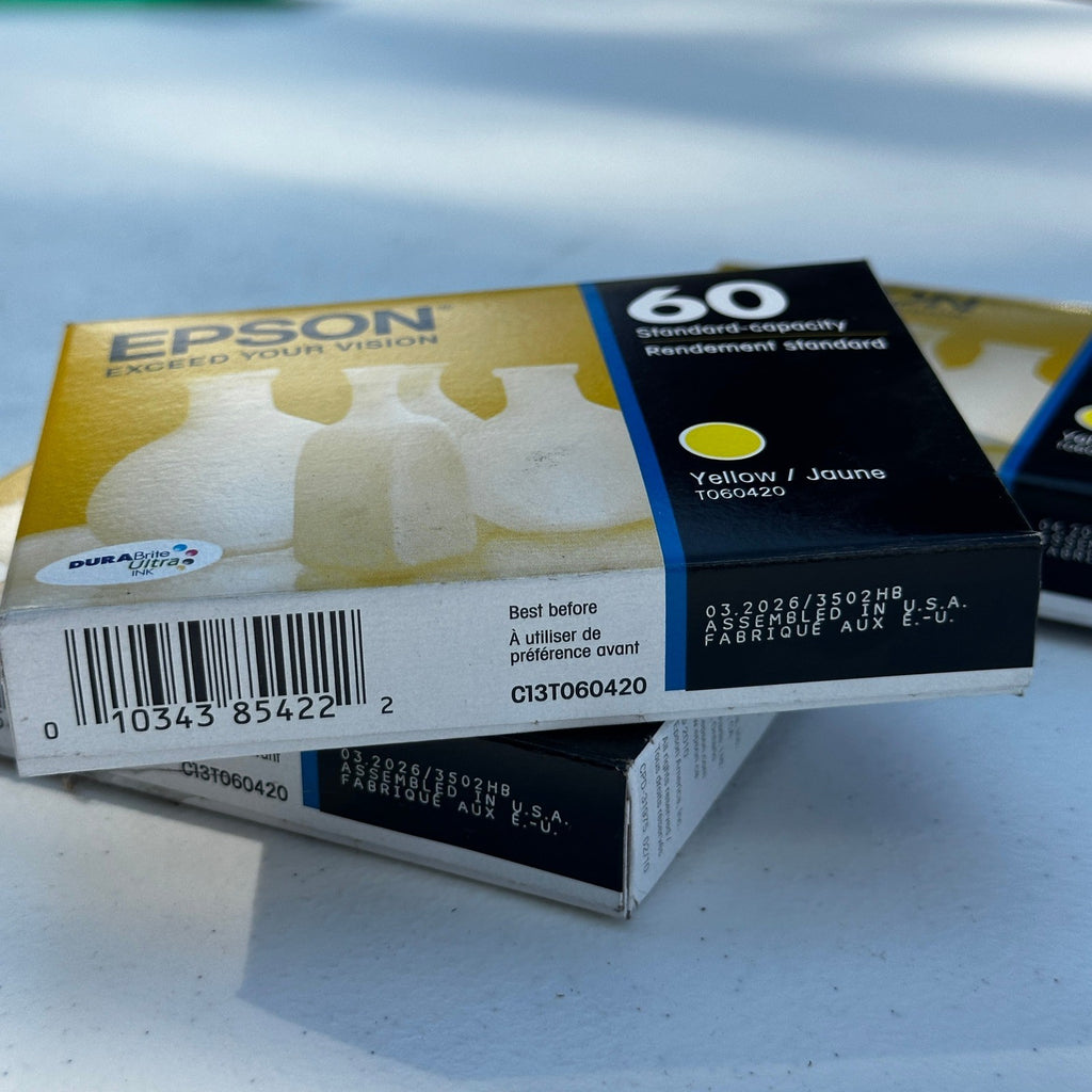Set of 3 Epson 60 T060420 Yellow Ink Cartridge EXP 03/2026 Standard Capacity