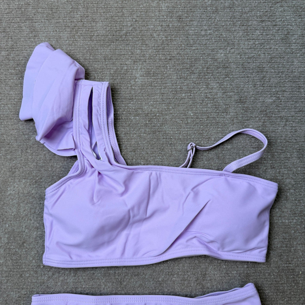 MSRP $29 Doumlop Girls 7-8Y Swimsuit Two Piece Bikini Set Ruffle Bathing Suit A