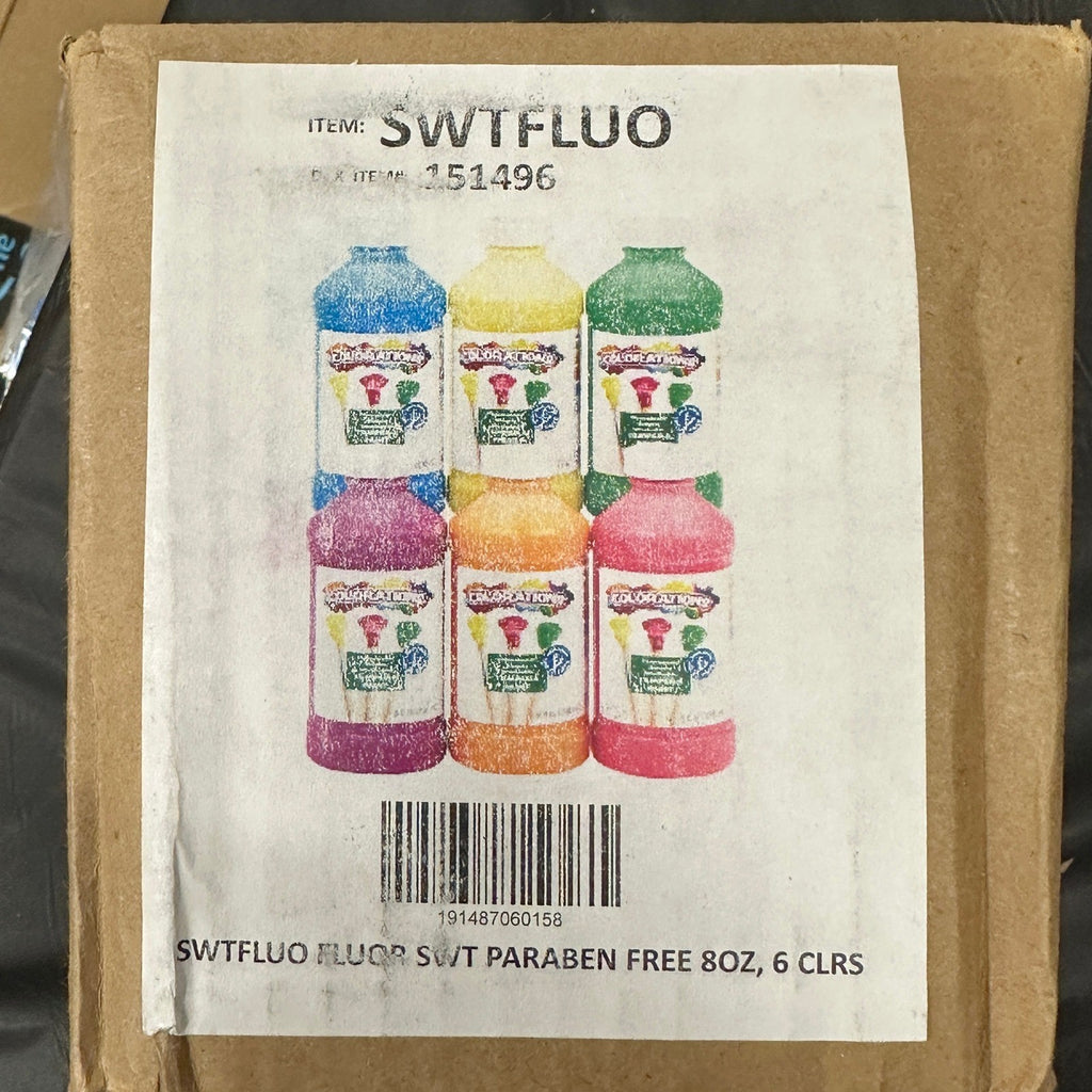 Set of 6 Colorations Paraben-Free Fluorescent Simply Washable Tempera Paint 8 o