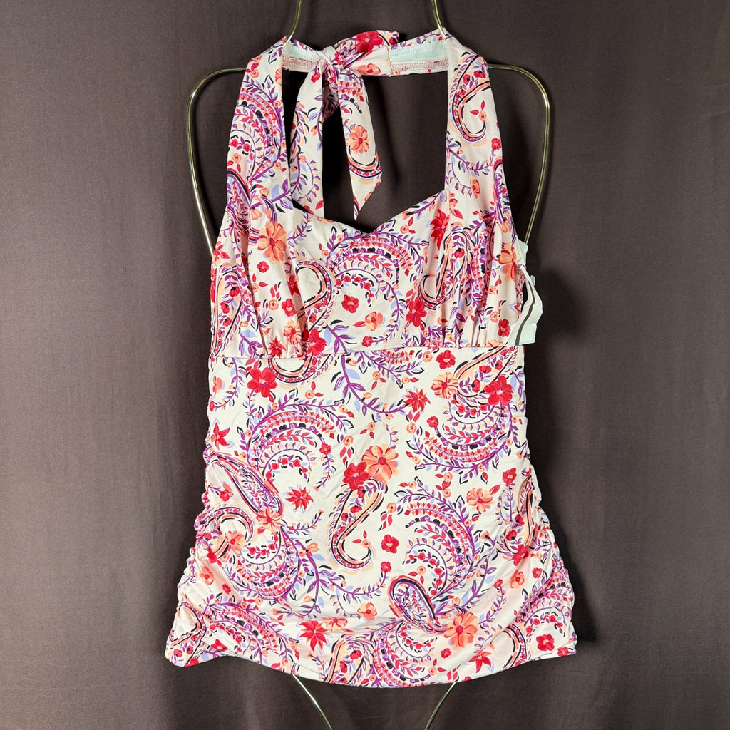 Lands' End Women's 2-8 LONG Square Neck Halter Tankini Top Swimsuit Lily Floral