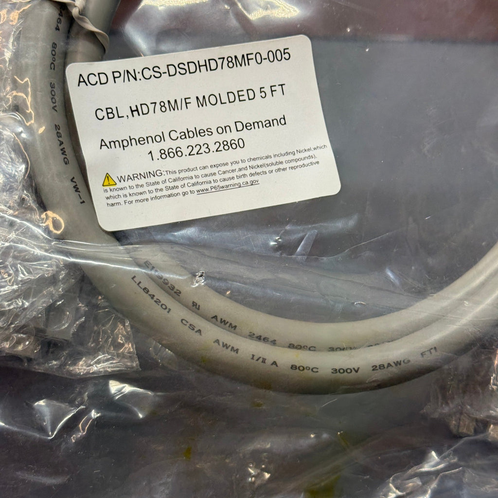 Amphenol Cables on Demand CS-DSDHD78MF0-005 D-Sub Cable Assembly 5 ft HD78 Gray