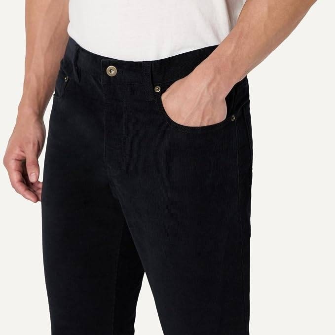 Amazon Essentials Men's 30x28 Straight Fit 5 Pocket Stretch Corduroy Pant Black