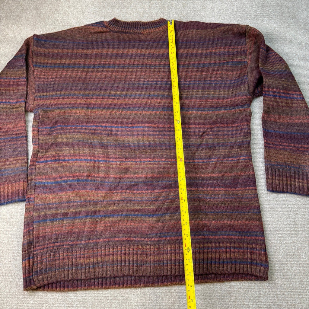 MSRP $38 A.N.A Womens L Multi Spacedye Striped Pullover Crew Neck Sweater Long
