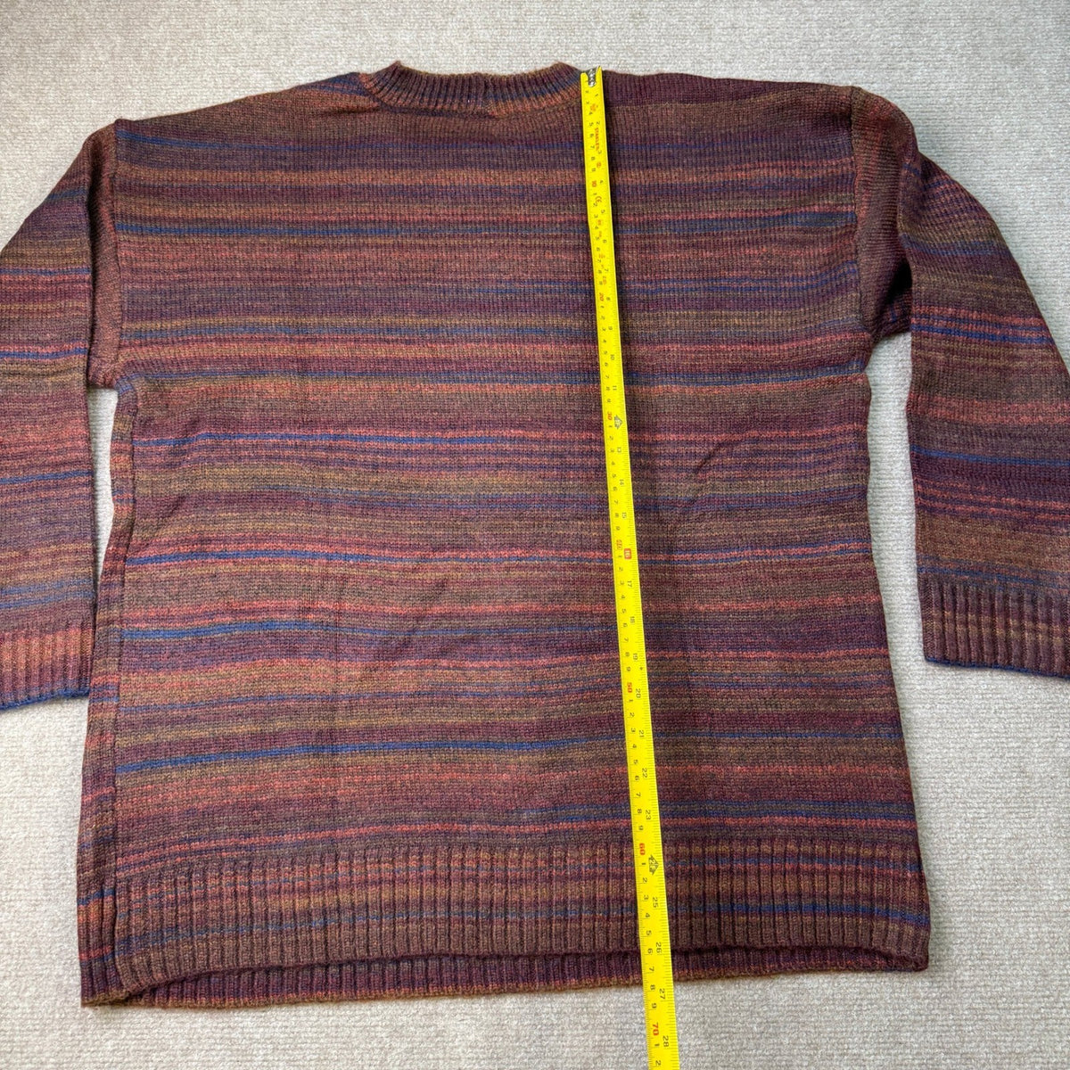 MSRP $38 A.N.A Womens L Multi Spacedye Striped Pullover Crew Neck Sweater Long
