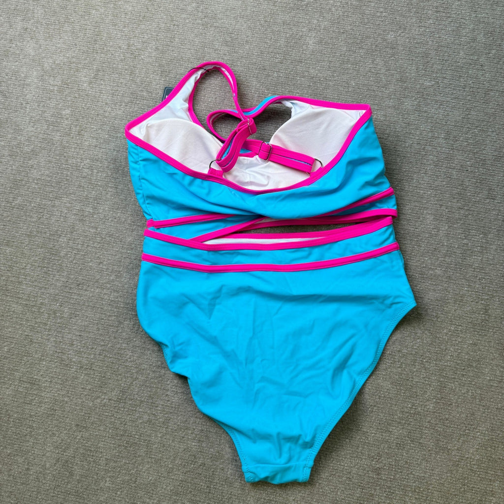 MSRP $39 BMJL Women's M Blue High Waisted Bikini Set Sporty Two Piece Color Blo