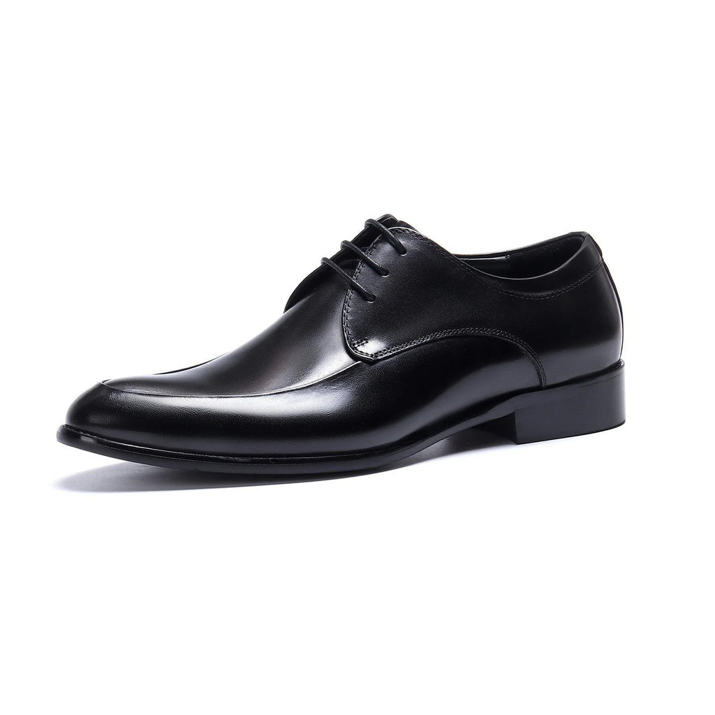 Santimon Men's US 8.5 Black Leather Formal Derby Lace Up Dress Shoes