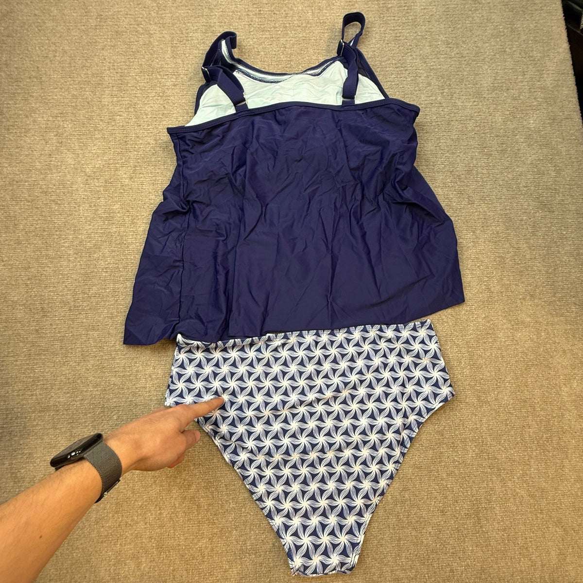 MSRP $50 SUUKSESS Women's XXL Blue Tummy Control Tankini Bathing Suit Ruffle