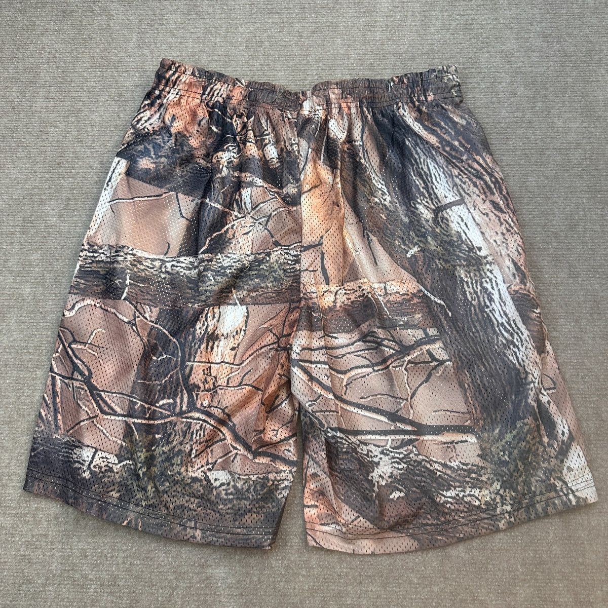 Men's Sz M-L Camo Mesh Graphic Print Athletic Shorts with Pockets Elastic Waist