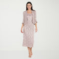 MSRP $130 R&M Richards Womens 18 Blush Midi Lace Two Piece Jacket Dress