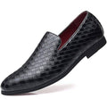 Santimon Men's US 6 Black Woven Moccasin Leather Slip-On Smoking Loafers Lightwe