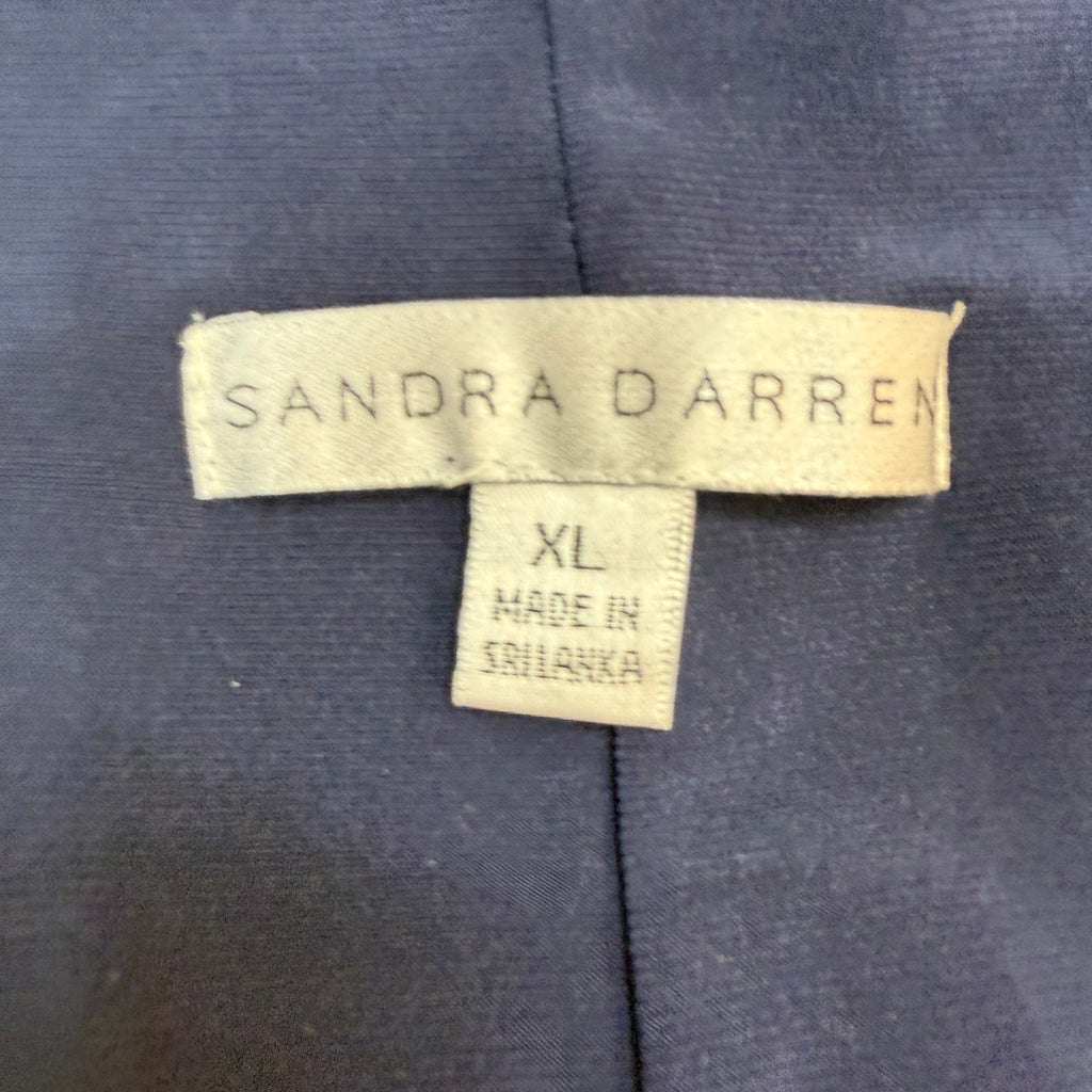 MSRP $84 Sandra Darren Womens XL Navy Ivory Tan Floral Jacket Dress With