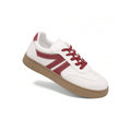 Women's US 8 White/Red Sneakers Casual Sporty Low Top Lace-Up Round Toe Shoes