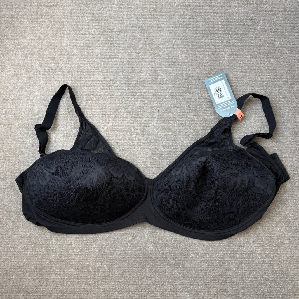 MSRP $48 Bali Breathe Womens 3XL Black Cotton Modal Wireless T-Shirt Bra DF7594