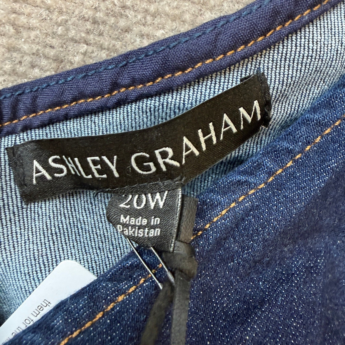 MSRP $90 Ashley Graham Womens 20W Rinse Denim V Neck Sleeveless A-Line Dress