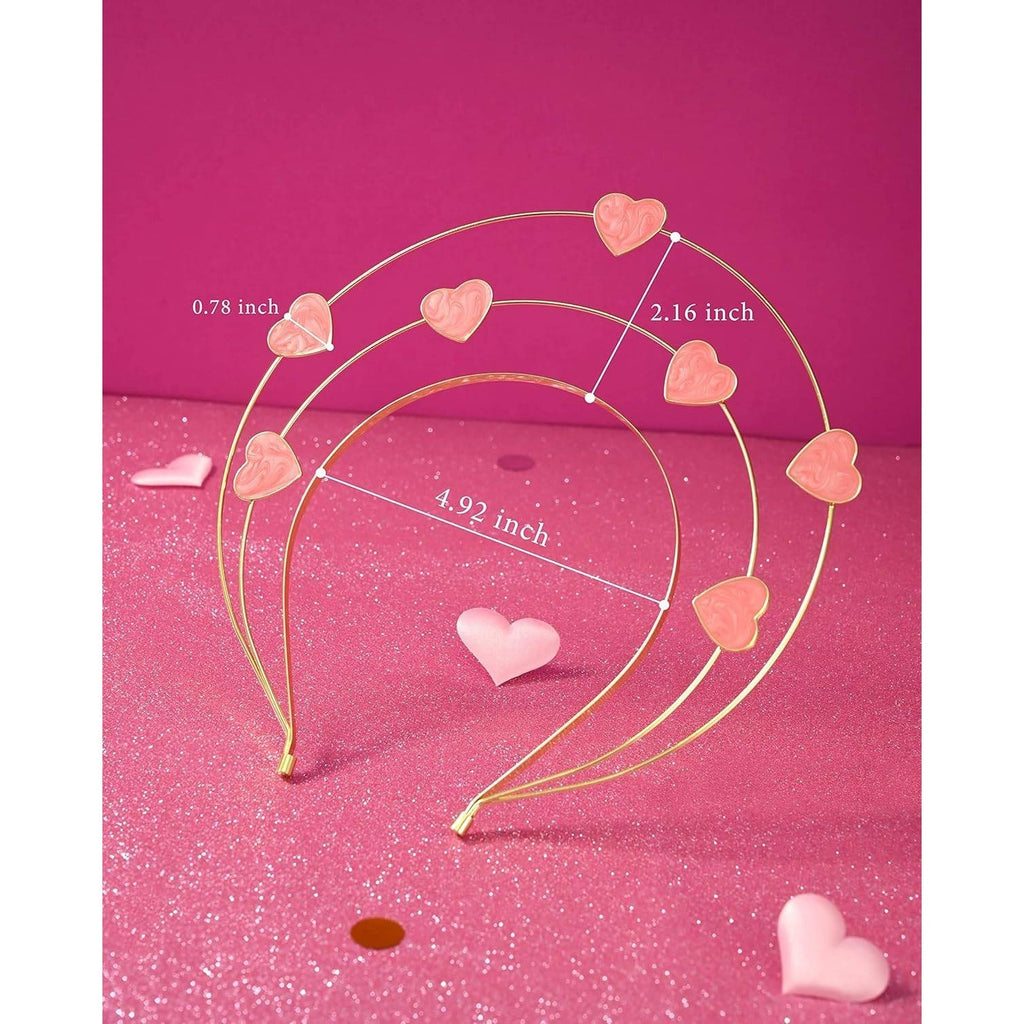 Zivyes Valentine Pink Heart Headband Halo Tiara Crown Halloween Thanksgiving