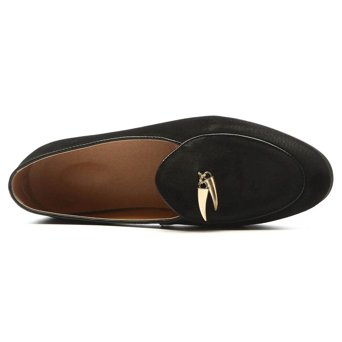 Santimon Men's US 8.5 Black Suede Smoking Slip On Loafers Formal Dress Shoes