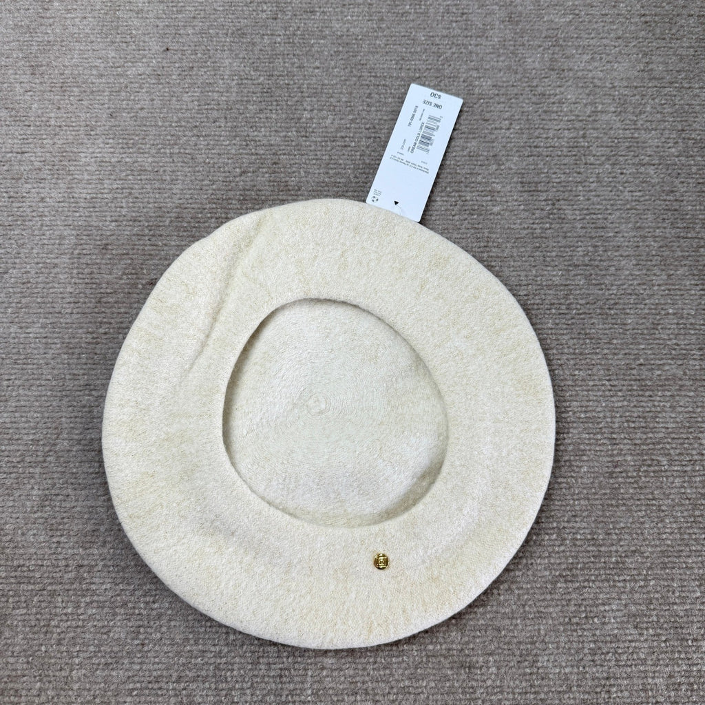 MSRP $30 Liz Claiborne Womens One Size Cream Gold Lurex Wool Beret
