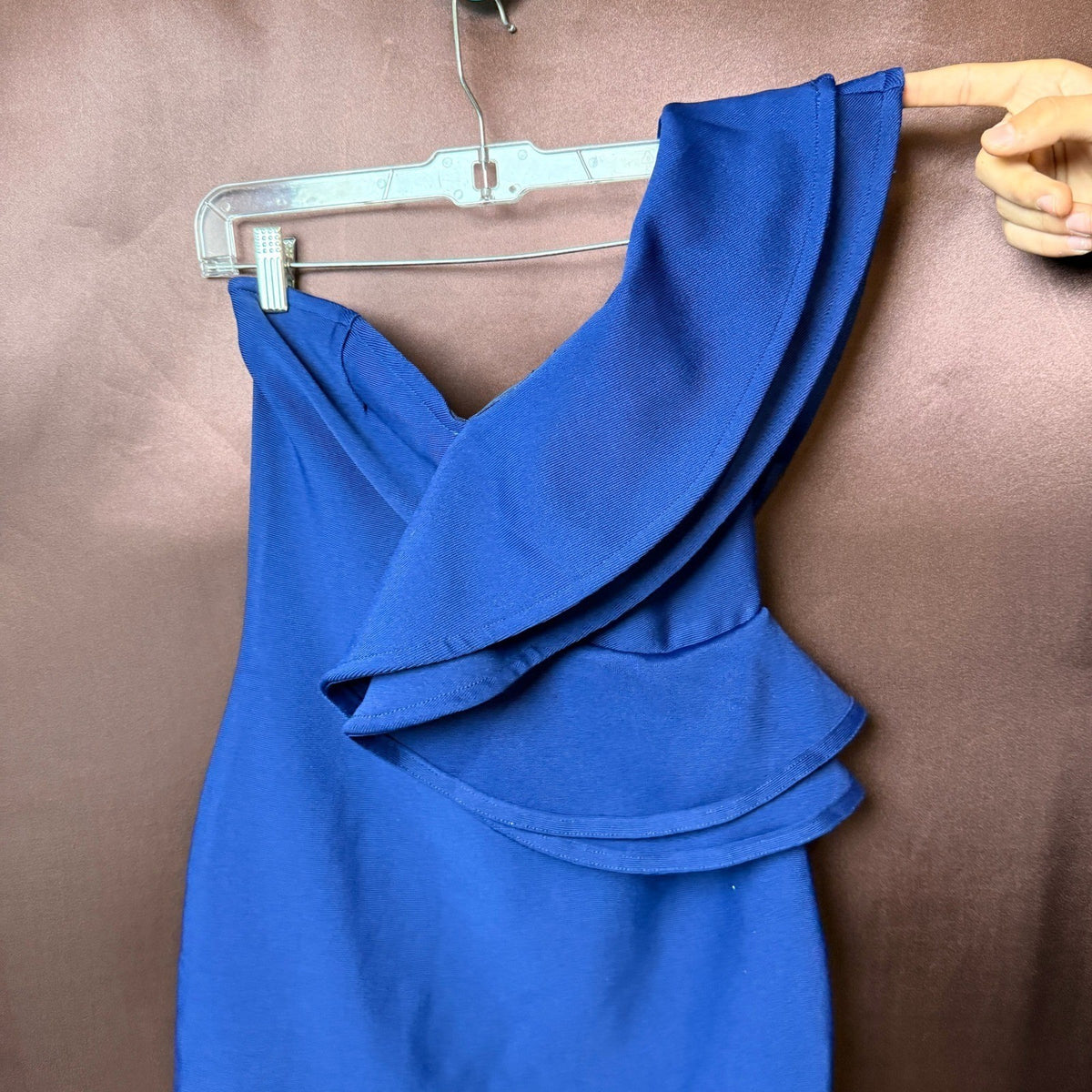 UONBOX Women's M Navy Blue One Shoulder Sleeveless Side Split Bandage Dress