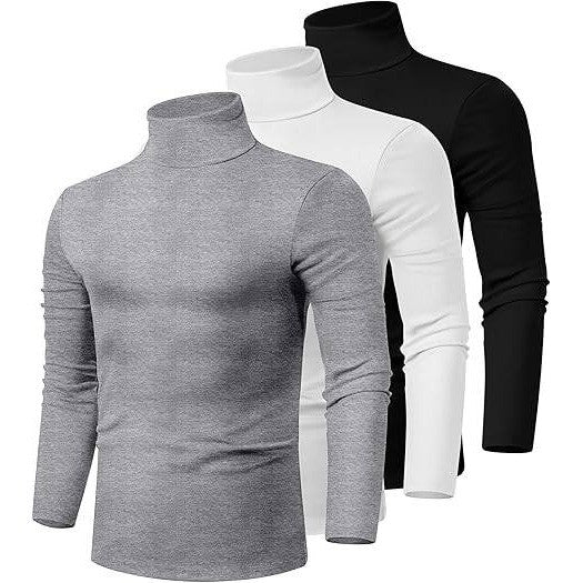 MSRP $53 Ficerd 3 Pack Men's XXL Turtleneck Shirts, Long Sleeve Cotton Pullove