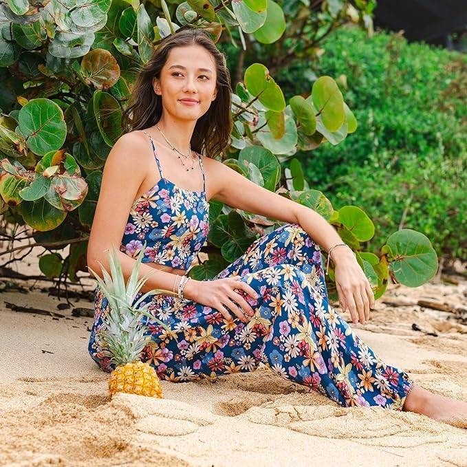 MSRP $41 Lotus and Luna Women's S Petite Harem Pants Thai High Waisted Flowy