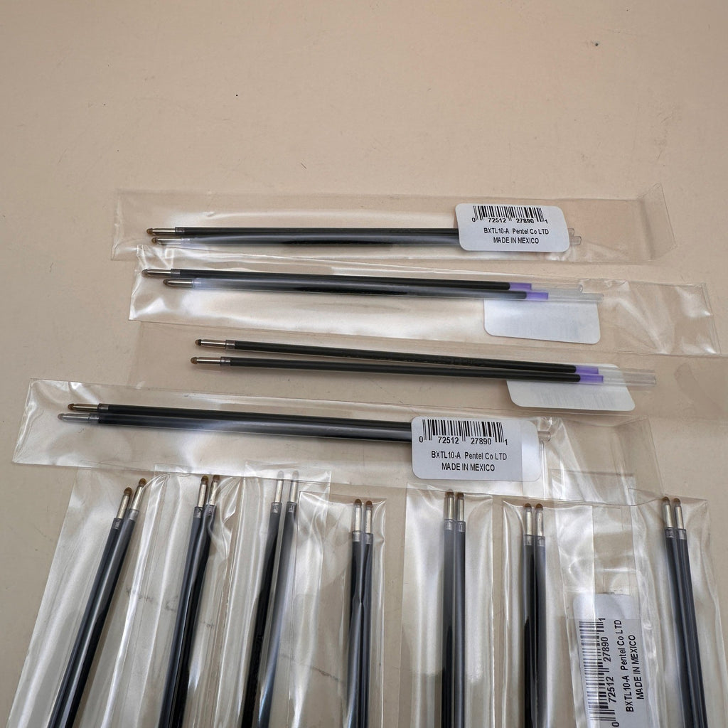 12 Packs of 2 Pentel GlideWrite Ballpoint Ink Refills 8 Black + 4 Blue BXTL10-A