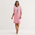 MSRP $94 Maya Brooke Womens 10 Blush/White Grid Jacket Dress Crepe Pearl Trim