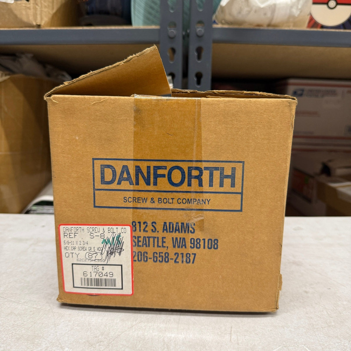 Pack of 87 Danforth 5/8-11 x 2-3/4" Grade 5 Hex Cap Screws HDG