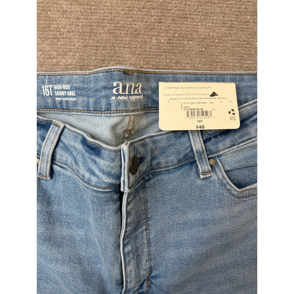 MSRP $48 A.N.A Womens 16 Tall Light Lunar Blue High Rise Skinny Fit Jeans Pants
