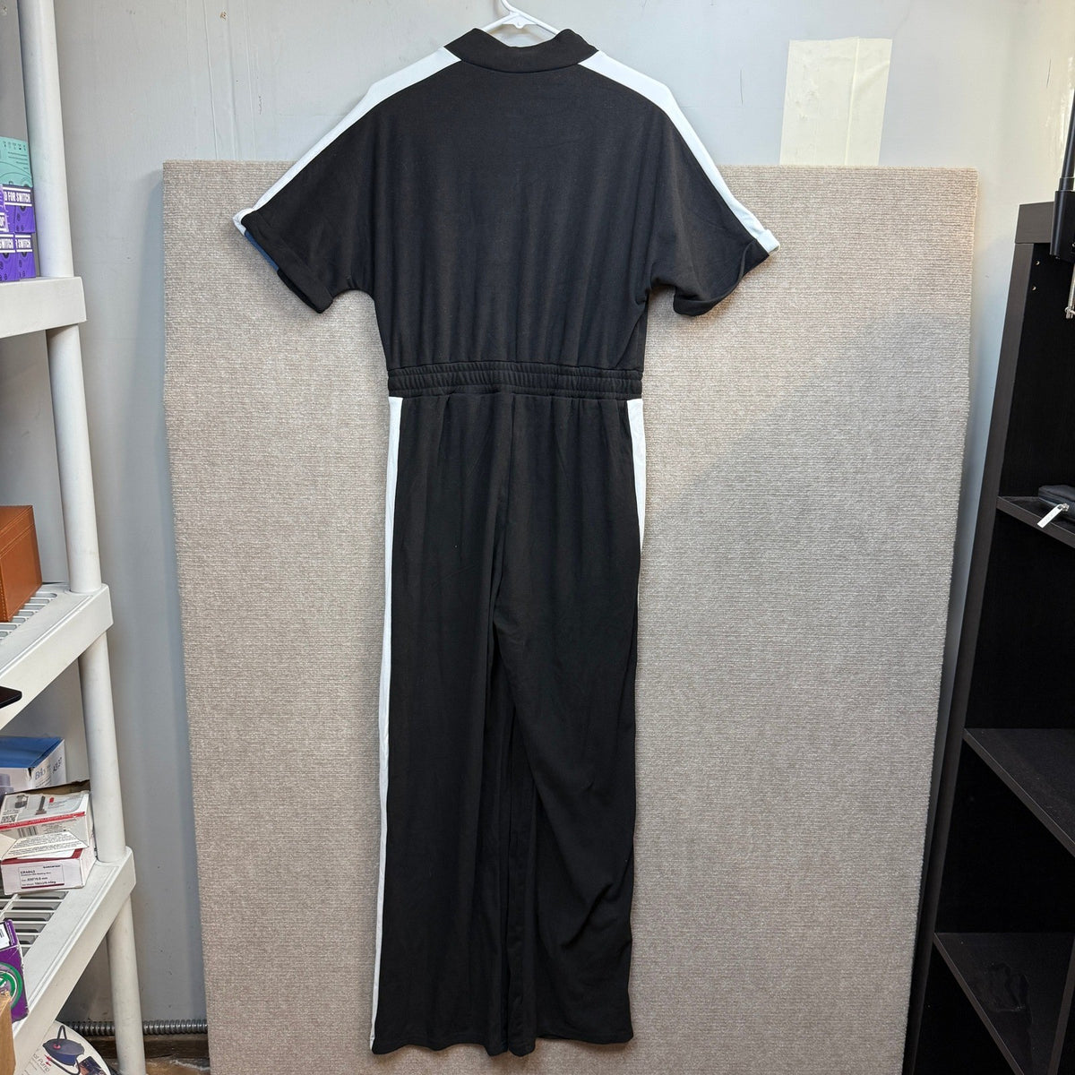 MSRP $57 Xuideoy Women's L Black Color Block Zip Up One Piece Jumpsuit Casual
