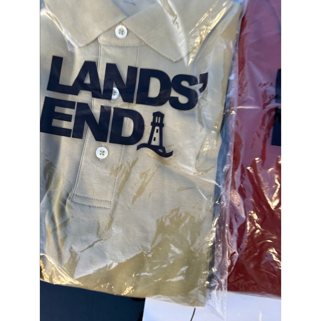 Set of 2 Lands' End Men's M Tall Cotton Polo Shirt Long Sleeve Traditional Fit