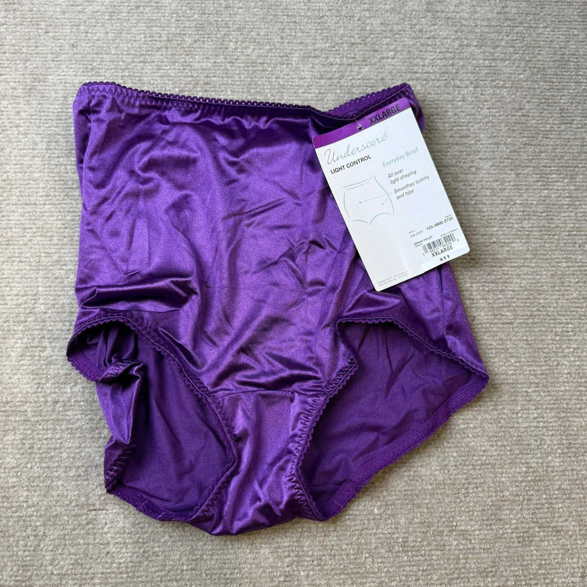 NWT Underscore Womens XXL Venus Violet Stretch Satin Control Briefs