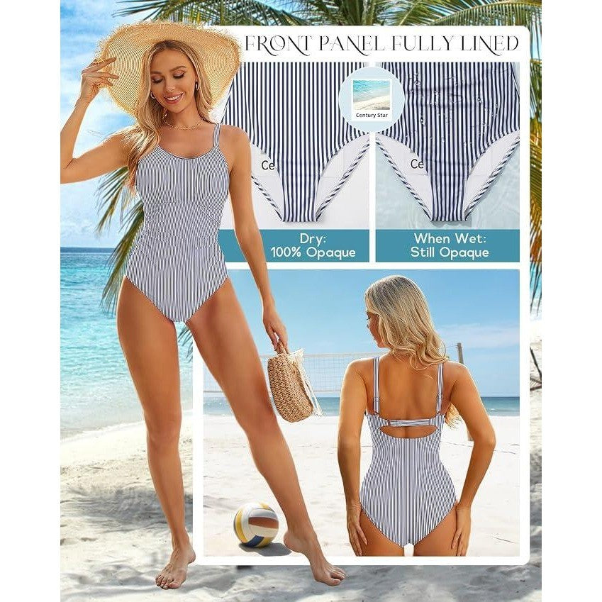 MSRP $31 Century Star Women's XL Modest One Piece Swimsuit Full Coverage Swimw