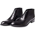 Santimon Men's US 7.5 Black Leather Lace Up Perforated Classic Dress Ankle Boots