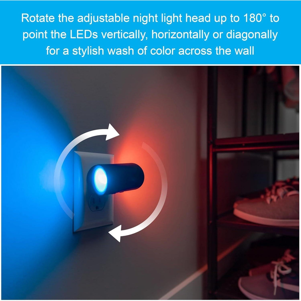 GE Directional 82573 LED Swivel Sconce Night Light, Plug-in, Color-Changing & D