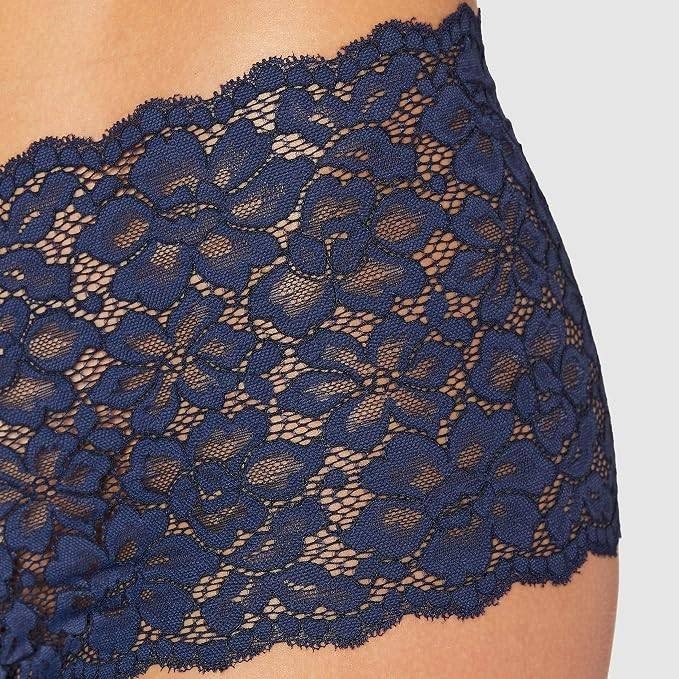 Maidenform Women's L Navy Underwear Boy Shorts With Cheeky Fit Lace Boyshor
