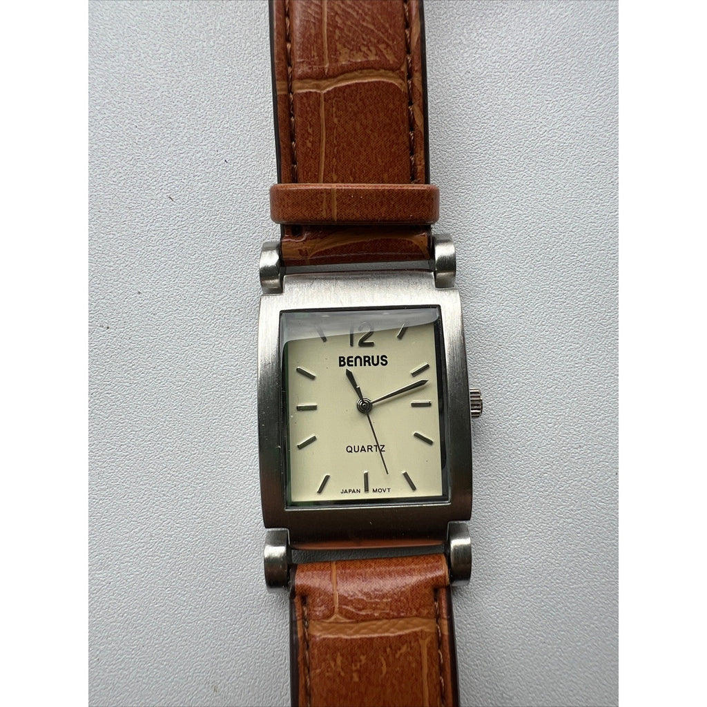 Benrus Watch Women PIM203BR 26mm Silver Tone MISSING Buckle Needs Battery B