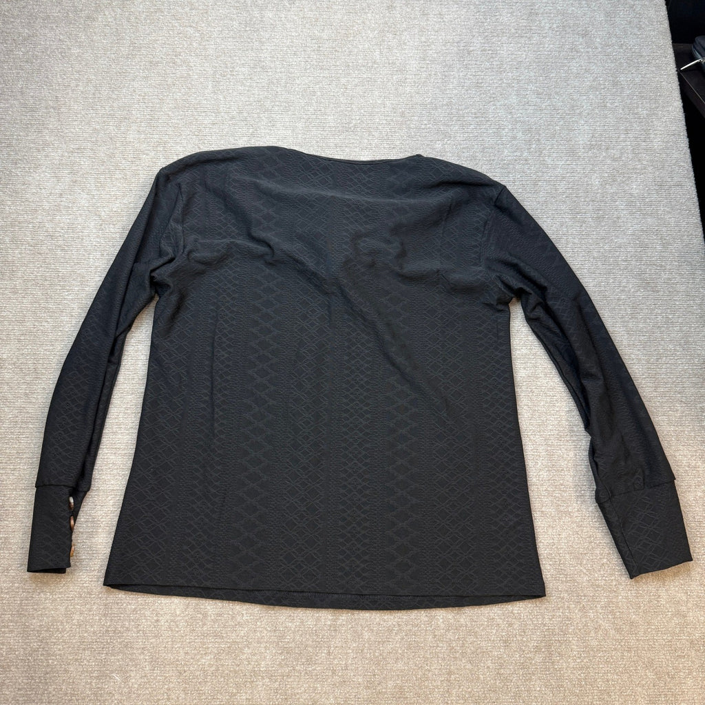 MSRP $24 Dokotoo Women's M Black V Neck Long Sleeve Eyelet Embroidered Blouse