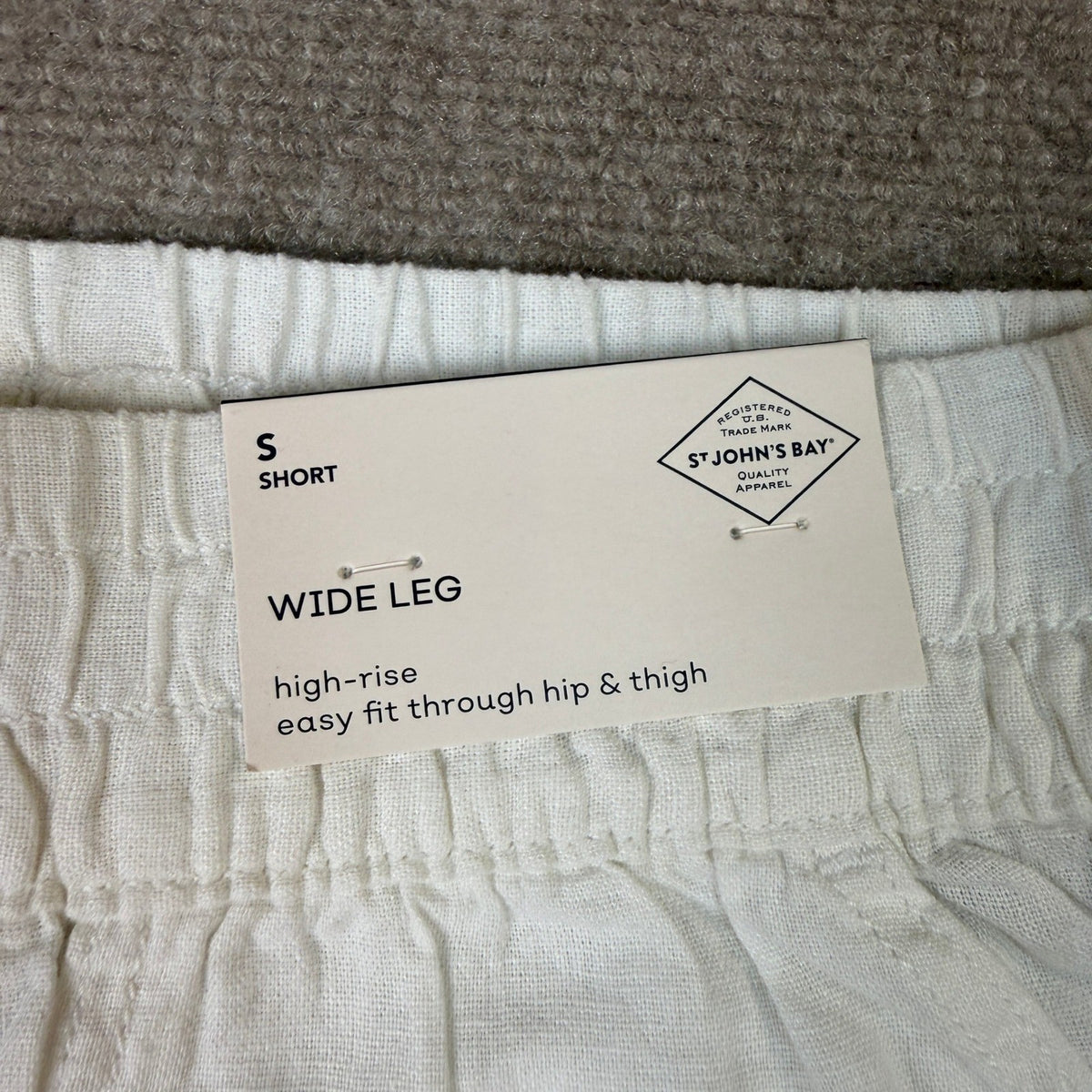 MSRP $48 St. John's Bay Womens S Short White Wide Leg High Rise Pull-On Pants