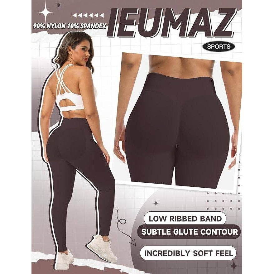 MSRP $22 Ieumaz Women's L Scrunch Butt Lifting Leggings Gym Seamless Workout L