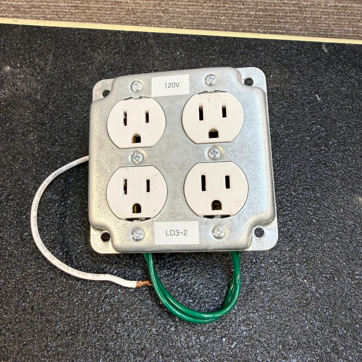 4-Plex 120V Quad Outlet Electrical Receptacle Plate Pre-Wired Grounded