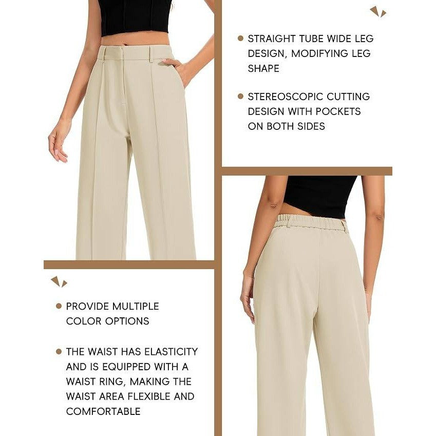 MSRP $52 FUNYYZO Women's M High Waisted Work Pants Straight Leg Slacks Trousers