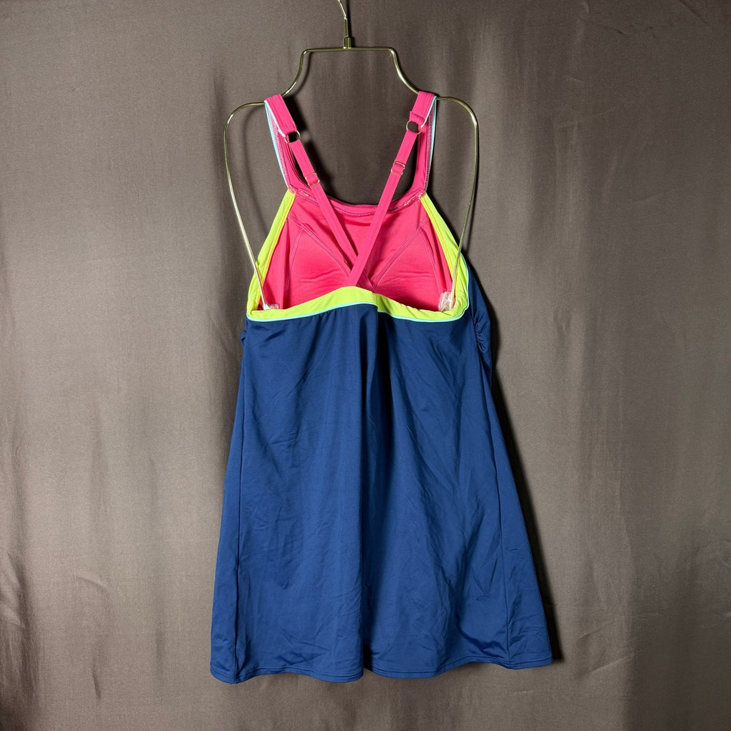 Lands' End Women's 8 High Neck Swim Dress Chlorine Resistant One Piece Swimsuit
