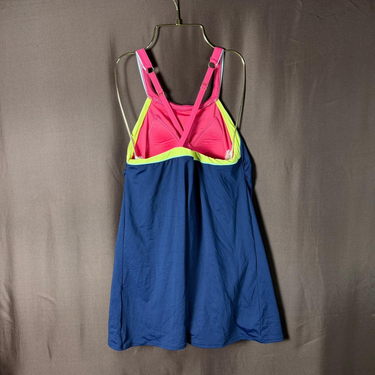 Lands' End Women's 8 High Neck Swim Dress Chlorine Resistant One Piece Swimsuit