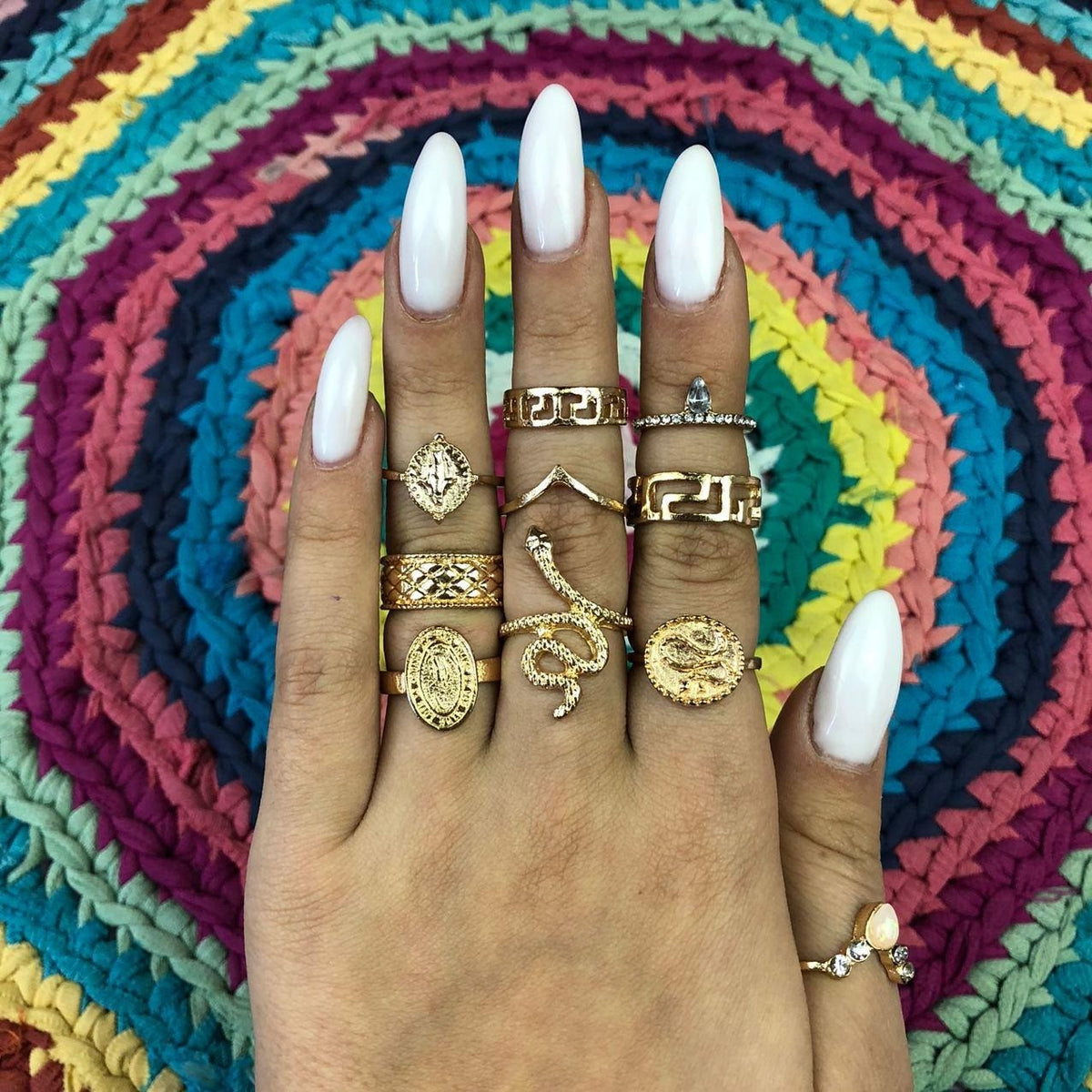 10 pcs Gold Ring Set, Boho Ring Set, Snake Ring, Stackable Rings for Women