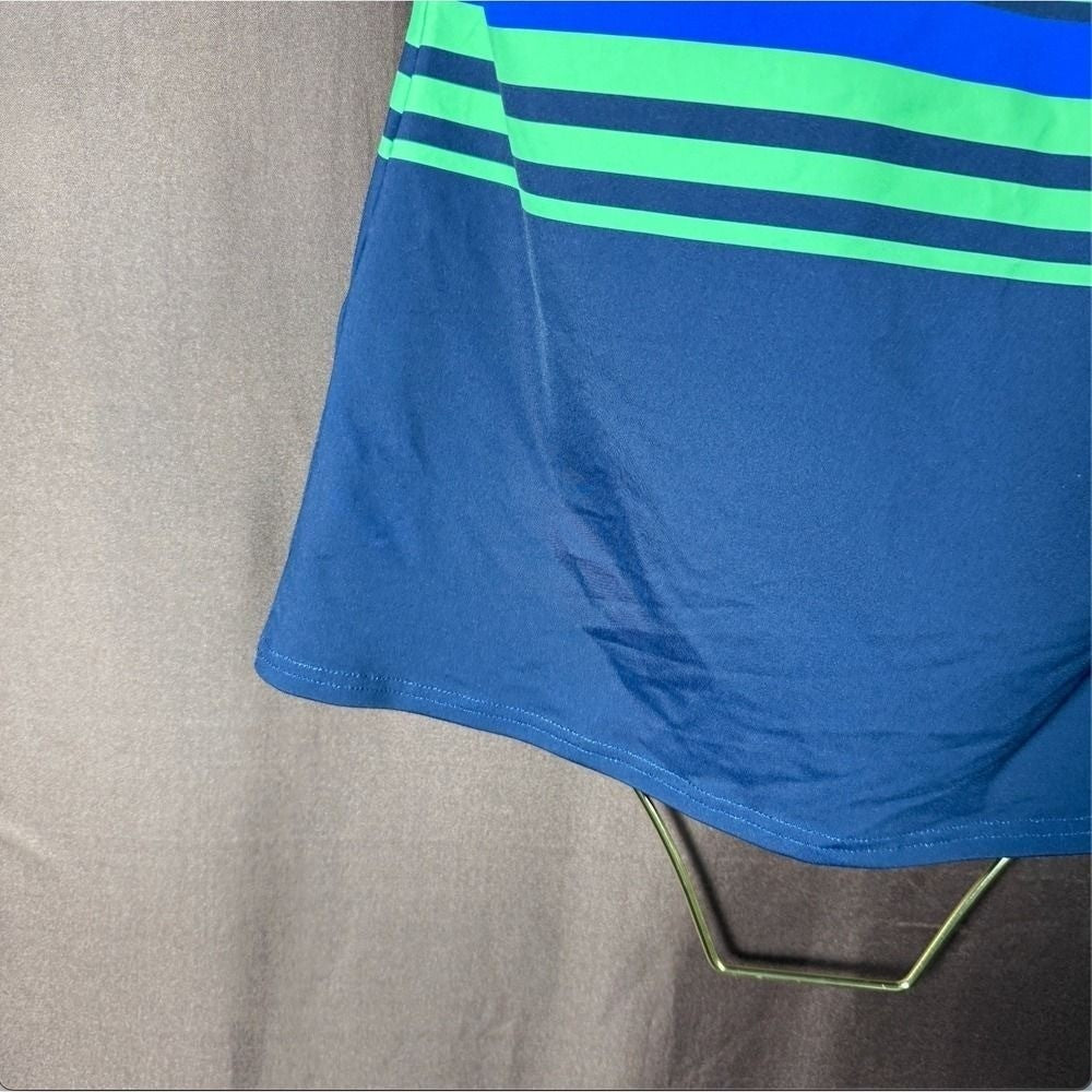 Lands' End Women's 4 Navy Striped Print High Neck Swimwear Tankini Top Chlorine