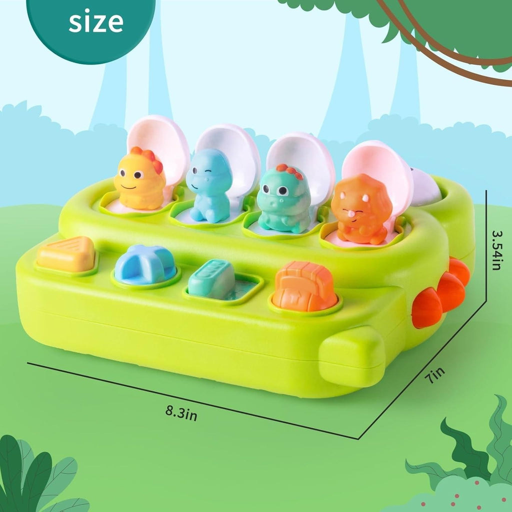 Cause and Effect Pop Up Green Dinosaur Land Baby Toy 12m+ Sensory Early Learnin