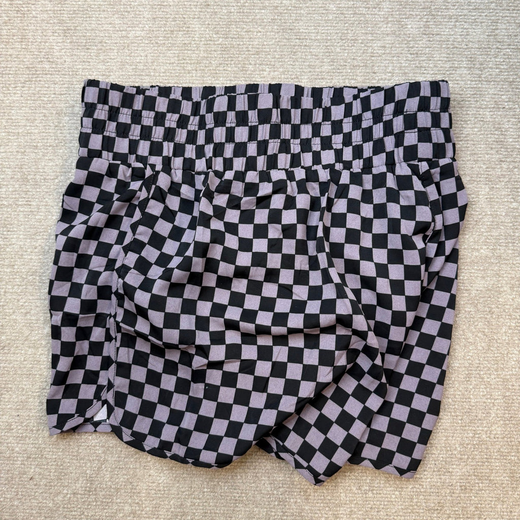 MSRP $19 SELINK Women's M Casual Black Plaid High Waisted Athletic Shorts